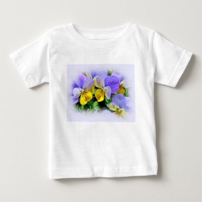 T-shirt Pour Bébé Pansies - pourpre et jaune (Devant)