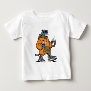 T-shirt Pour Bébé Panthère de dessin animé avec des lunettes de sole