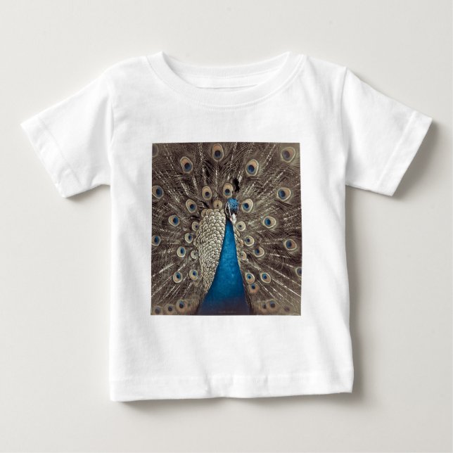 T-shirt Pour Bébé Paon Bleu Antique (Devant)