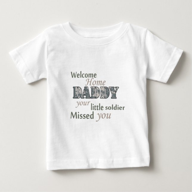 T-shirt Pour Bébé Papa à la maison bienvenu - "petit soldat " (Devant)