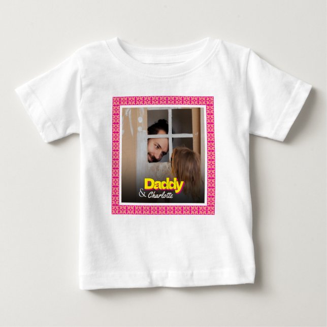T-shirt Pour Bébé Papa Bébé Garçon Bébé Fille Fille Fils Photo Perso (Devant)