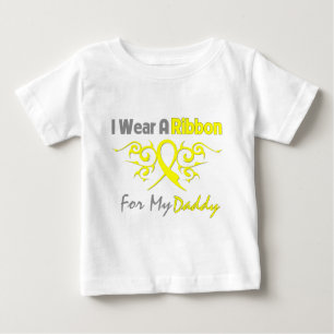T-shirt Pour Bébé Papa - Je Porte Un Ruban Jaune Soutien Militaire