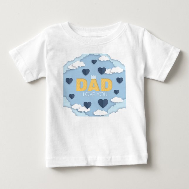 T-shirt Pour Bébé Papa, je t'aime (Devant)