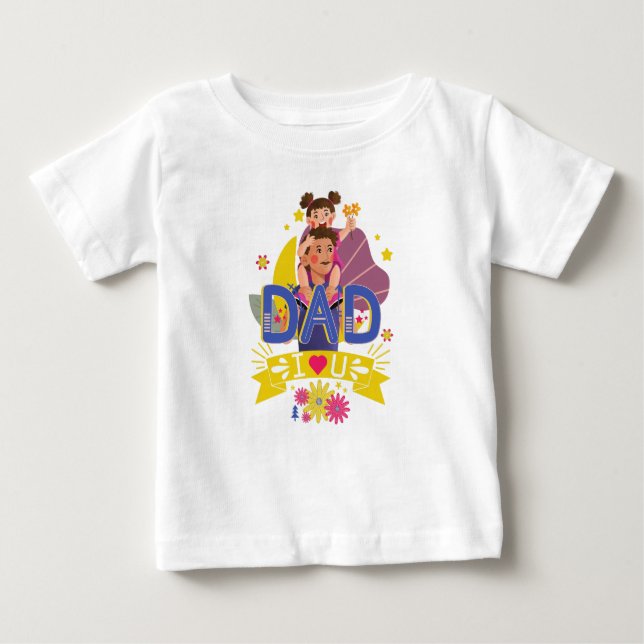 T-shirt Pour Bébé Papa, je t'aime (Devant)