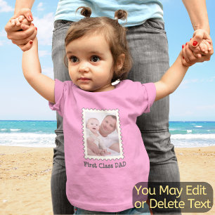 T-shirt Pour Bébé Papa Père Photo personnalisée Texte Première Class