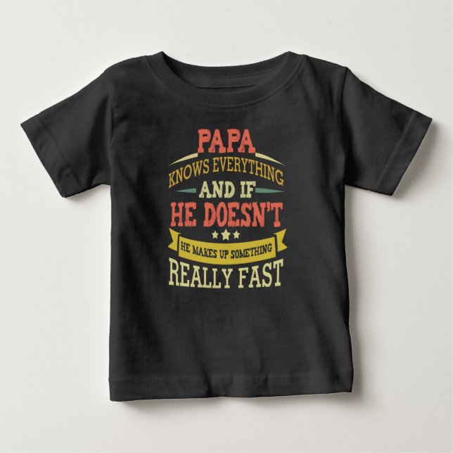T-shirt Pour Bébé Papa sait tout (Devant)