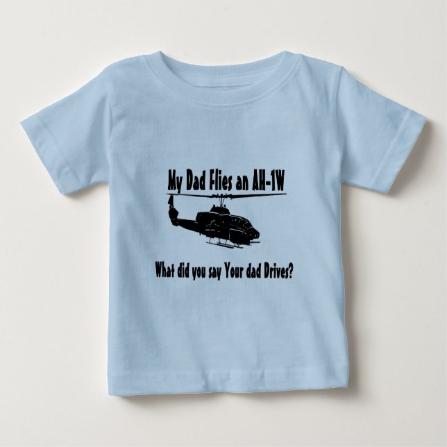 T-shirt Pour Bébé Papa vole un hélicoptère AH 1w (Devant)