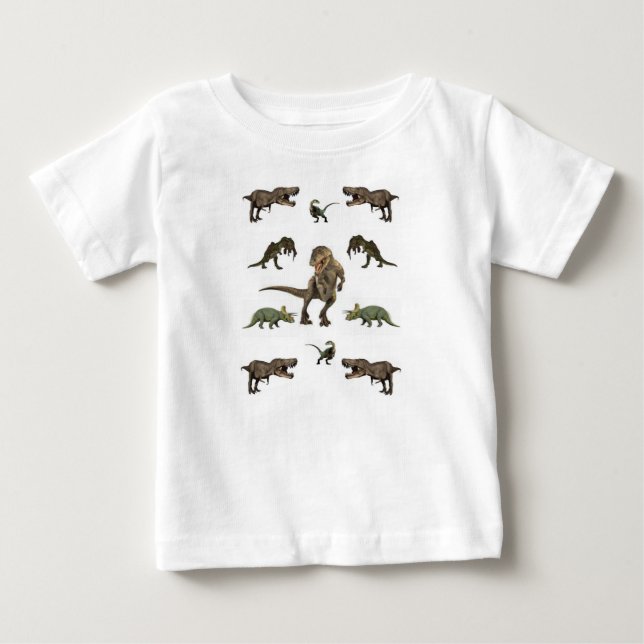 T-shirt Pour Bébé Papier d'emballage Dinosaures (Devant)