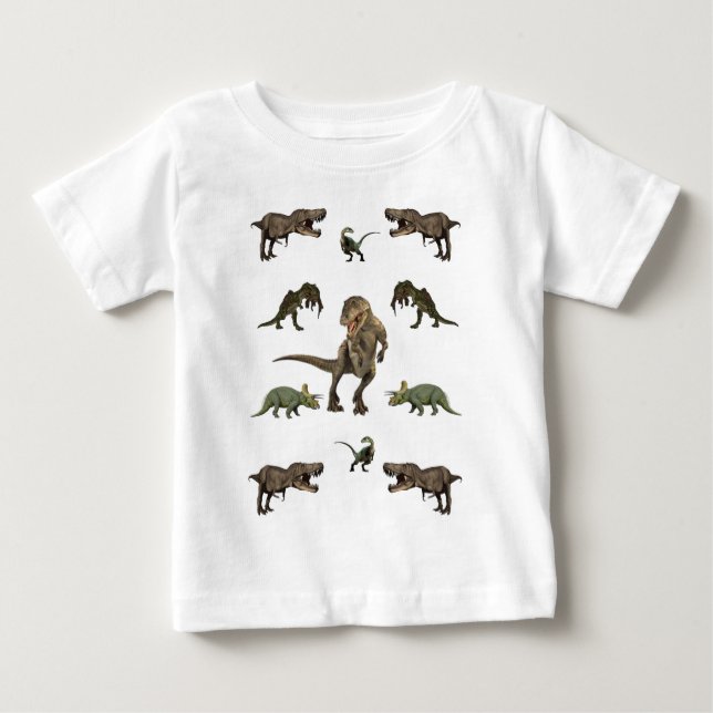 T-shirt Pour Bébé Papier Dinosaure (Devant)