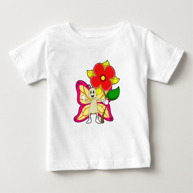 T-shirt Pour Bébé Papillon à fleurs (Devant)