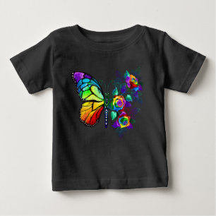 T-shirt Pour Bébé Papillon arc-en-ciel