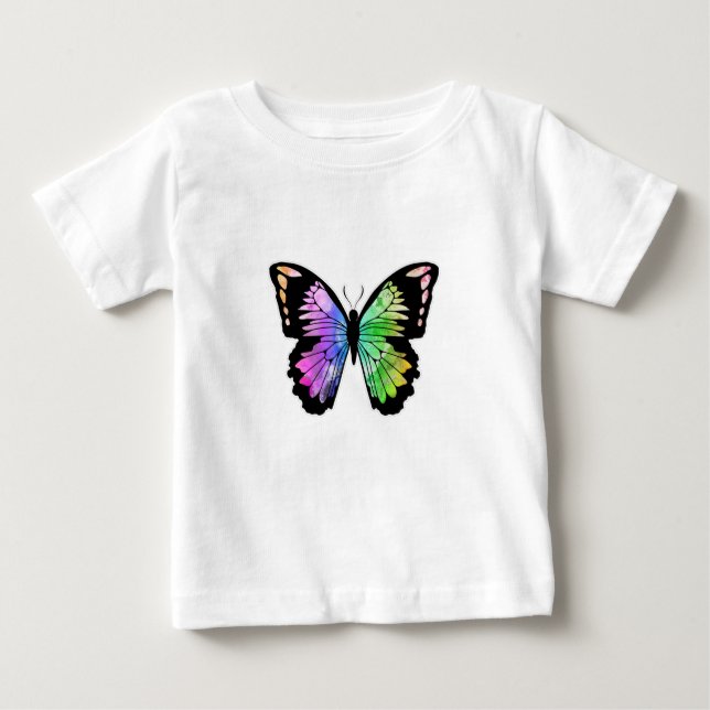 T-shirt Pour Bébé Papillon aux couleurs arc-en-ciel (Devant)