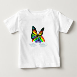T-shirt Pour Bébé Papillon avec arc-en-ciel