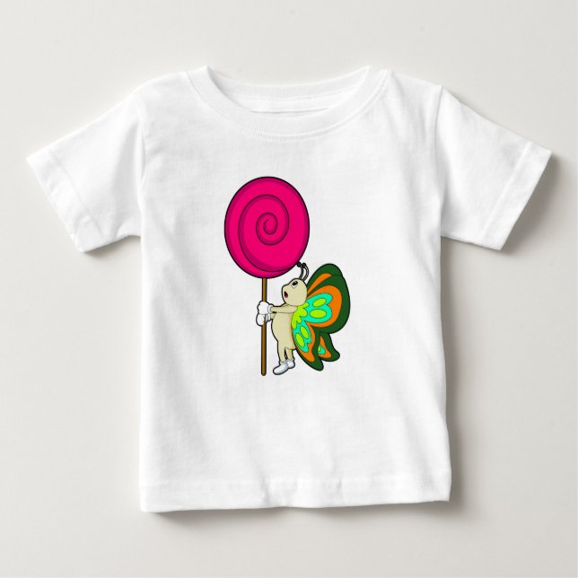 T-shirt Pour Bébé Papillon avec Lollipop (Devant)