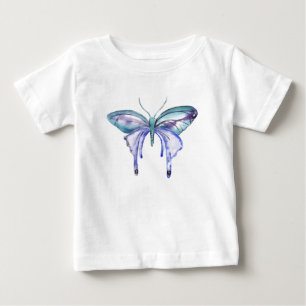 T-shirt Pour Bébé Papillon bleu aquarelle Aqua violet