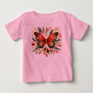 T-shirt Pour Bébé Papillon botanique élégant   Fleur de luxe Nature
