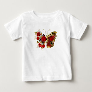 T-shirt Pour Bébé Papillon de fleurs rouges aux roses rouges
