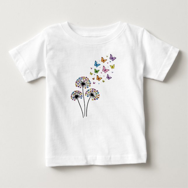 T-shirt Pour Bébé Papillon de pissenlit en vol (Devant)