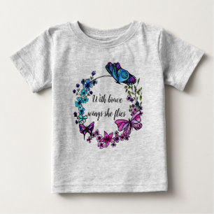T-shirt Pour Bébé Papillon et fleurs Guillemets personnalisés
