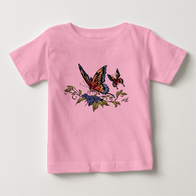 T-shirt Pour Bébé Papillon et papillons polychromes par Al Rio (Devant)