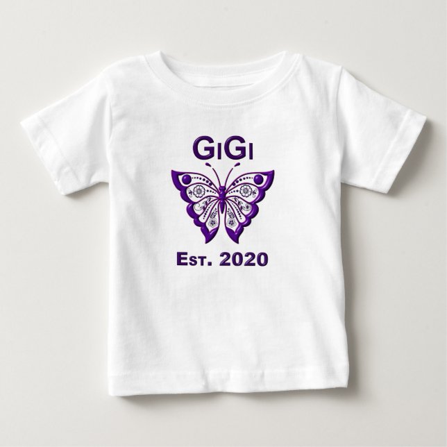 T-shirt Pour Bébé Papillon Gigi “Né 2020” (Devant)