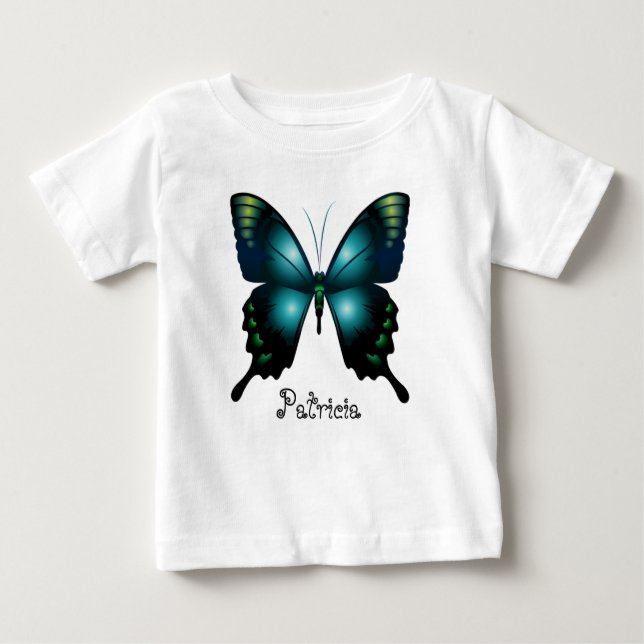 T-shirt Pour Bébé Papillon lunaire Elégant Aqua (Devant)