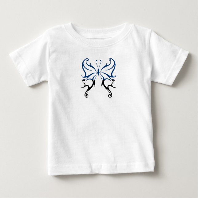 T-shirt Pour Bébé Papillon Noir Bleu (Devant)