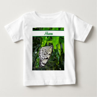 T-shirt Pour Bébé Papillon noir et blanc sur Green Custom Name