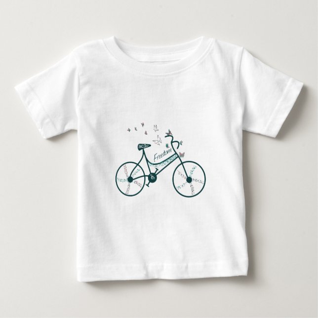 T-shirt Pour Bébé Papillons à vélo & Fleurs Liberté Design (Devant)