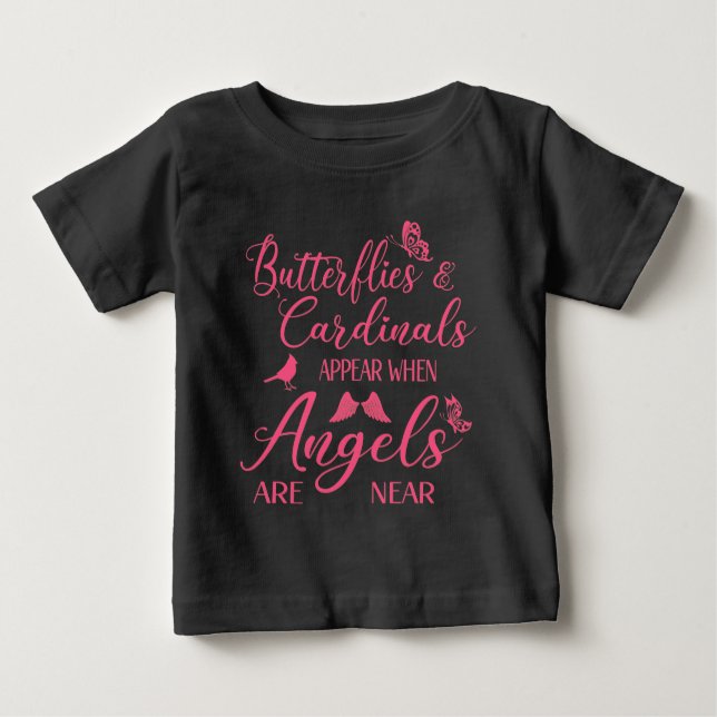 T-shirt Pour Bébé Papillons & Cardinaux Apparaissent Quand Angel Est (Devant)