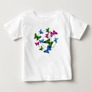 T-shirt Pour Bébé Papillons colorés pour Toddler-Ruffle-Tee