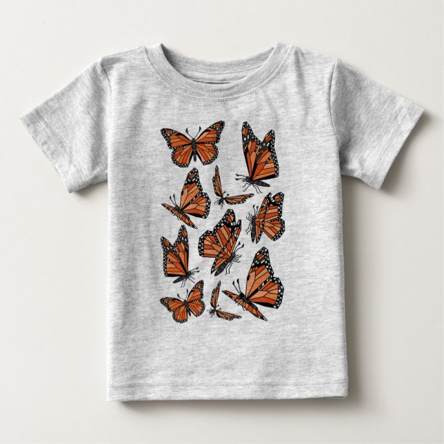 T-shirt Pour Bébé Papillons de monarque géométriques (Devant)