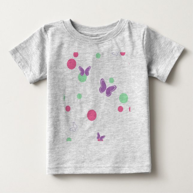 T-shirt Pour Bébé papillons doux et pois (Devant)