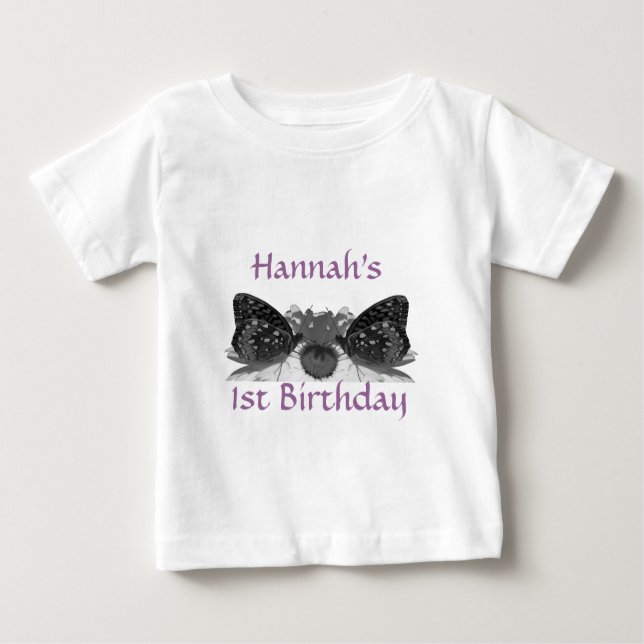 T-shirt Pour Bébé Papillons et marguerites personnalisables (Devant)