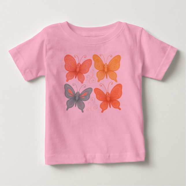 T-shirt Pour Bébé Papillons Fantaisistes  (Devant)