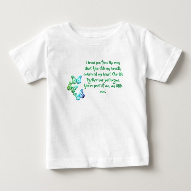 T-shirt Pour Bébé Papillons, Poème d'amour pour un nouveau-né (Devant)