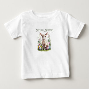 T-shirt Pour Bébé Pâques Aquarelle, Oeufs et Fleurs