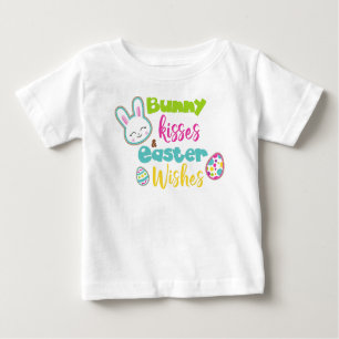 T-shirt Pour Bébé Pâques, Bunny Baisers Voeux de Pâques, Oeufs de Pâ