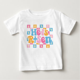 T-shirt Pour Bébé Pâques chrétiennes à carreaux Il est ressuscité