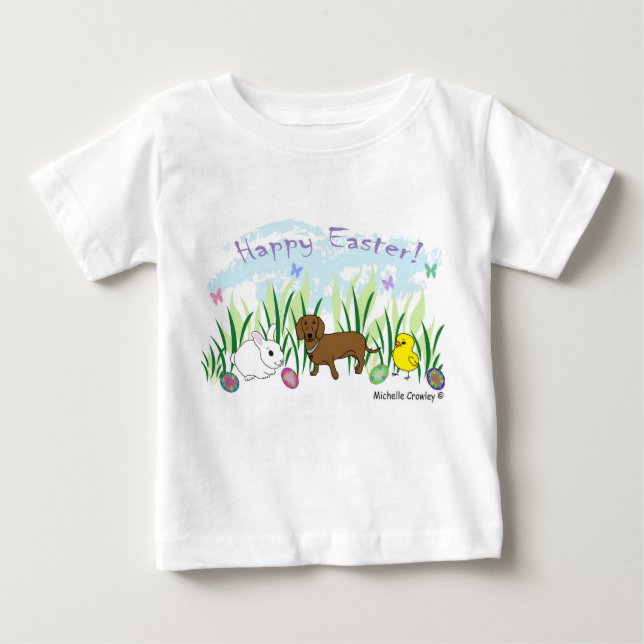 T-shirt Pour Bébé pâques de dachshund (Devant)