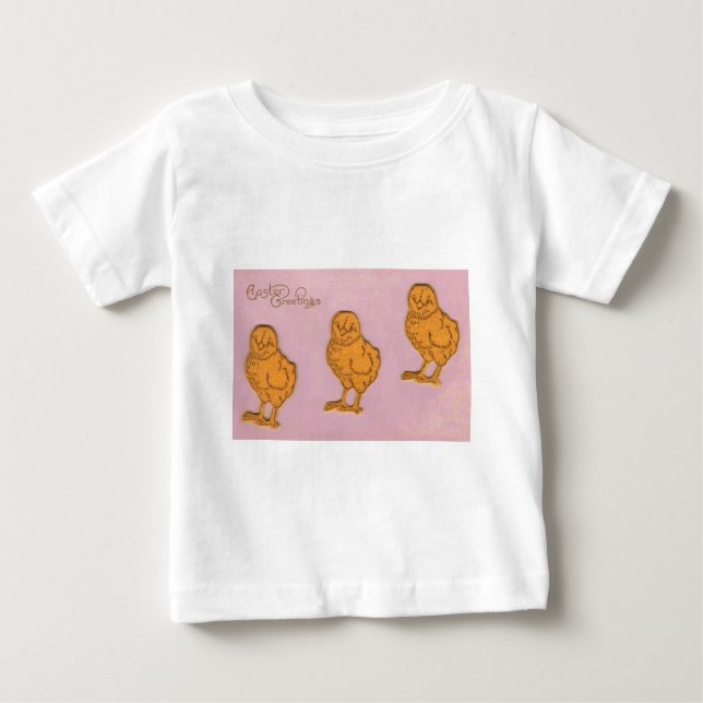 T-shirt Pour Bébé Pâques Salutations Chicks rose (Devant)