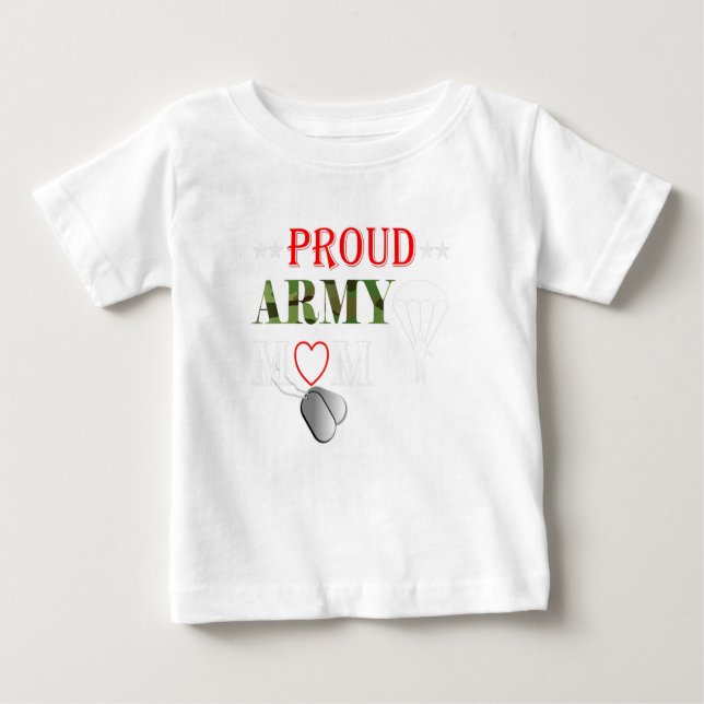 T-shirt Pour Bébé Parachutiste de l'Armée Fière Maman Vêtements Aéri (Devant)