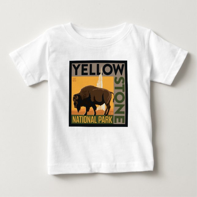T-shirt Pour Bébé Parc national de Yellowstone | Buffalo (Devant)