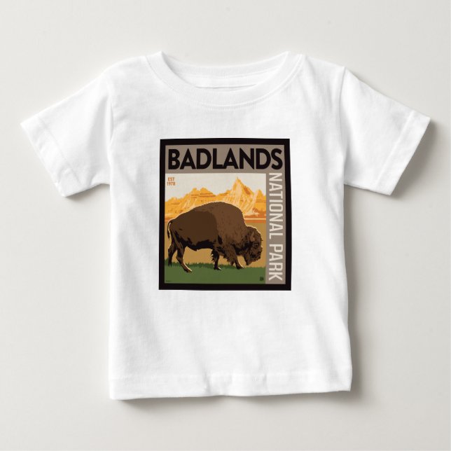 T-shirt Pour Bébé Parc national des Badlands | Buffalo (Devant)