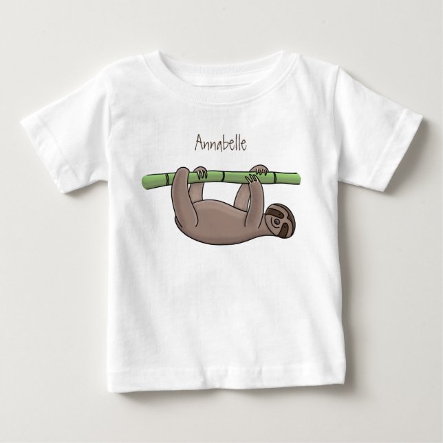 T-shirt Pour Bébé Paresse souriante mignon sur dessin animé en bambo (Devant)