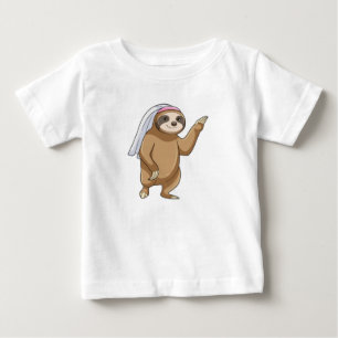 T-shirt Pour Bébé Paresseux en mariée avec voile