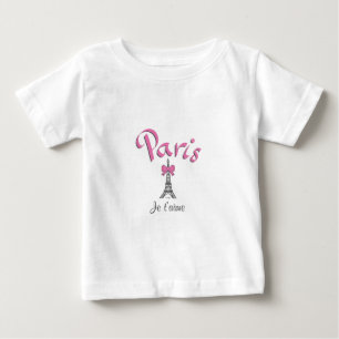 T-shirt Pour Bébé Paris, France Je t'aime Tour Eiffel