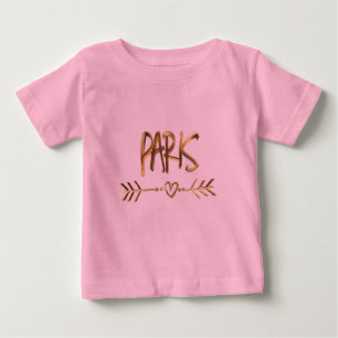 T-shirt Pour Bébé Paris Love France Gold Look Typographie Élégante