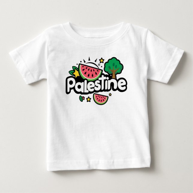 T-shirt Pour Bébé Parole palestinienne mignonne entourée de pastèque (Devant)
