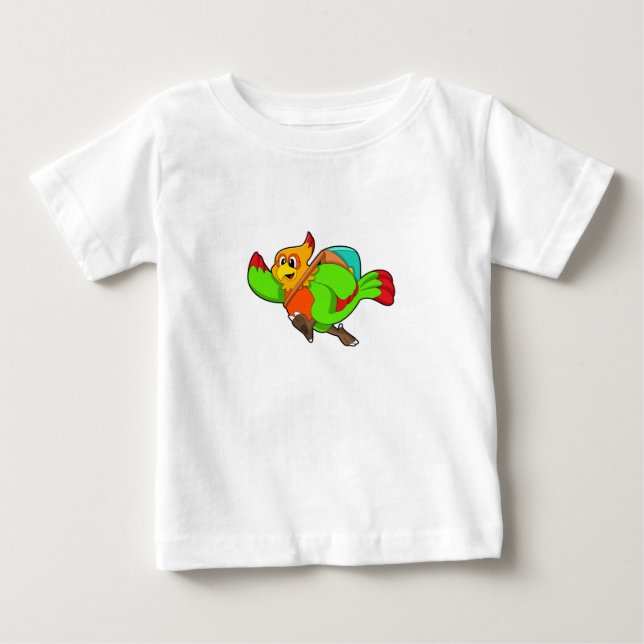 T-shirt Pour Bébé Parrot as Hiker (Devant)